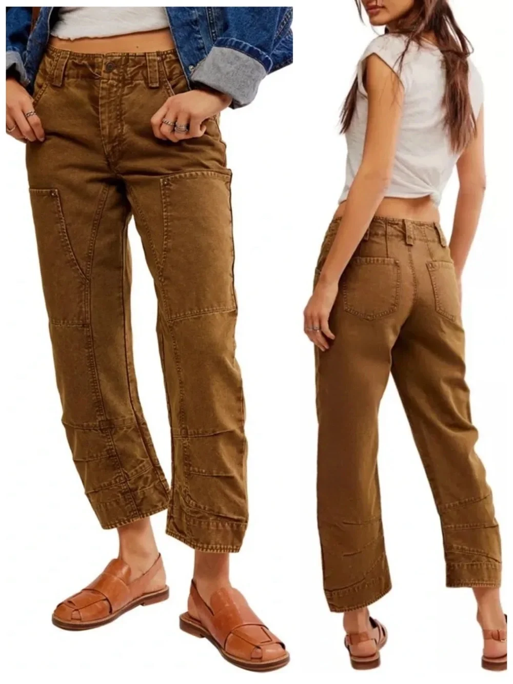 Free People We The Free Supersonic Slim Pant in Army / Breen Pant 6 NWT Utility